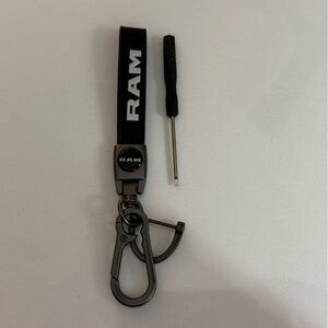 Dodge Ram Key Fob Keychain in Black Leather NWT